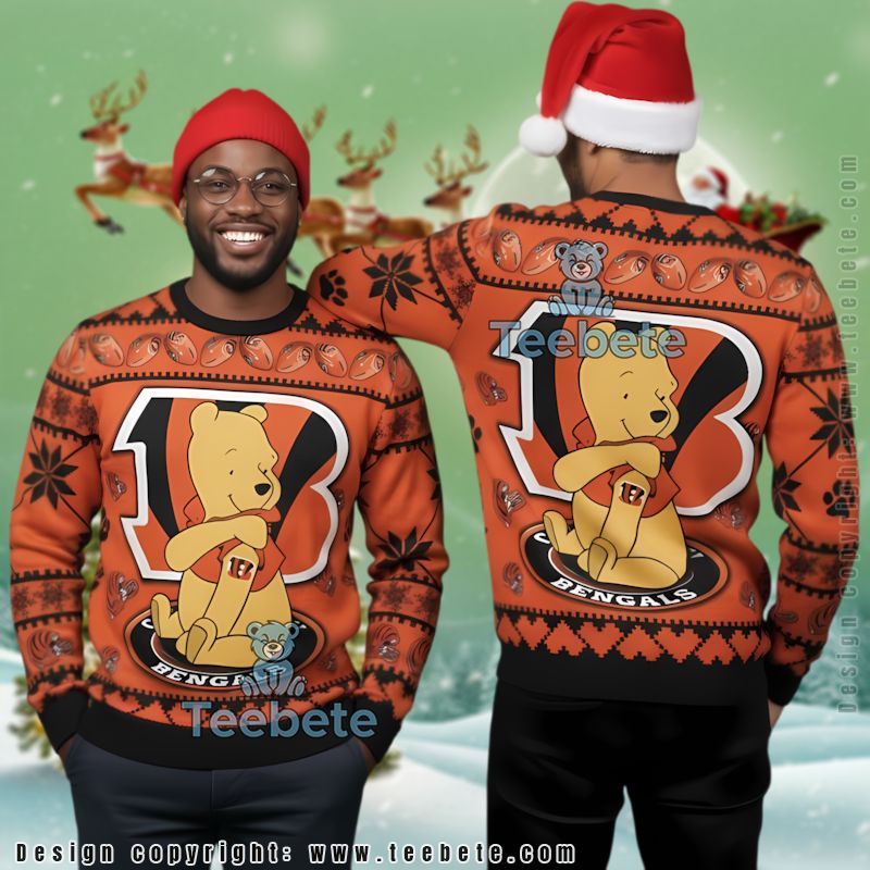 Cincinnati Bengals Winnie The Pooh Ugly Christmas Sweater Matching