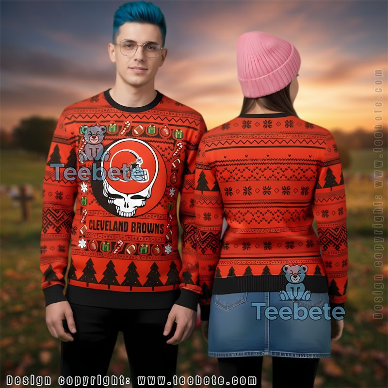Cleveland Browns Grinch Ugly Christmas Sweater Friends Orange Black