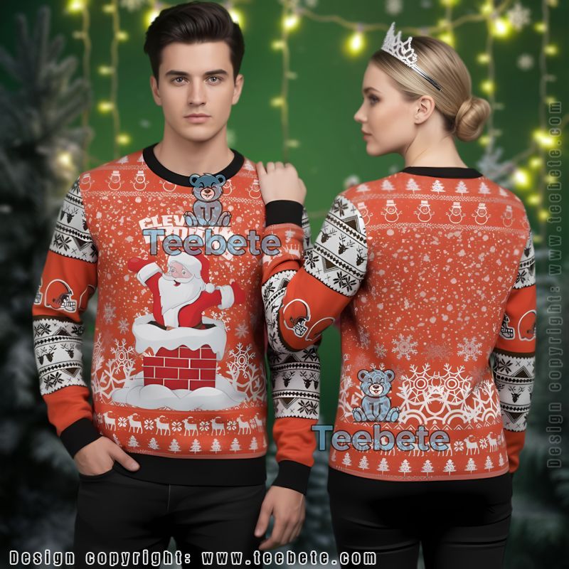 Cleveland Browns Not A Player Ugly Christmas Sweater On Sale Orange