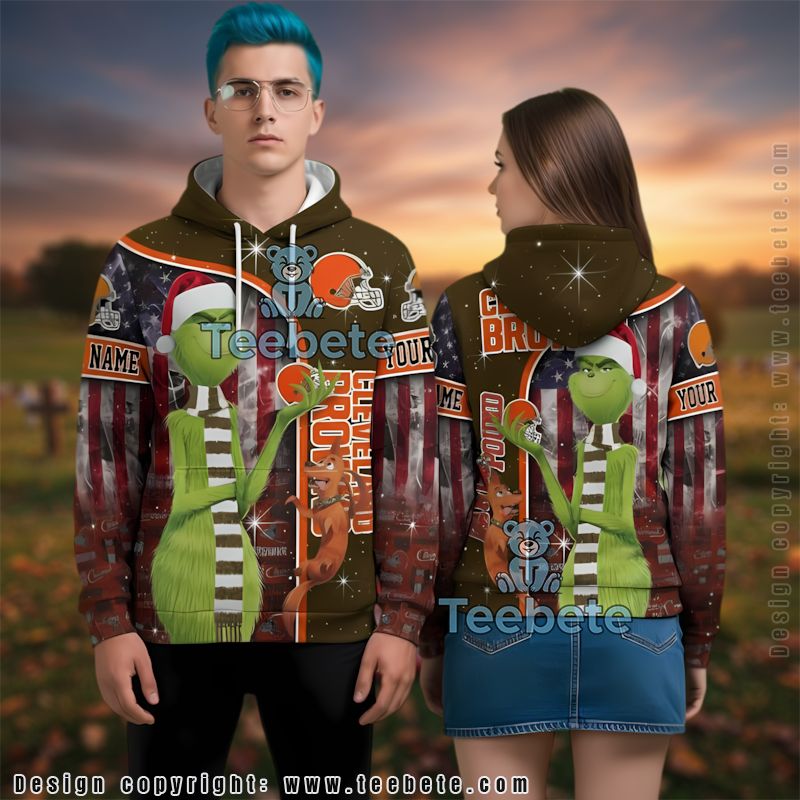 Cleveland Browns The Grinch Personalized 3D Hoodie Graphic