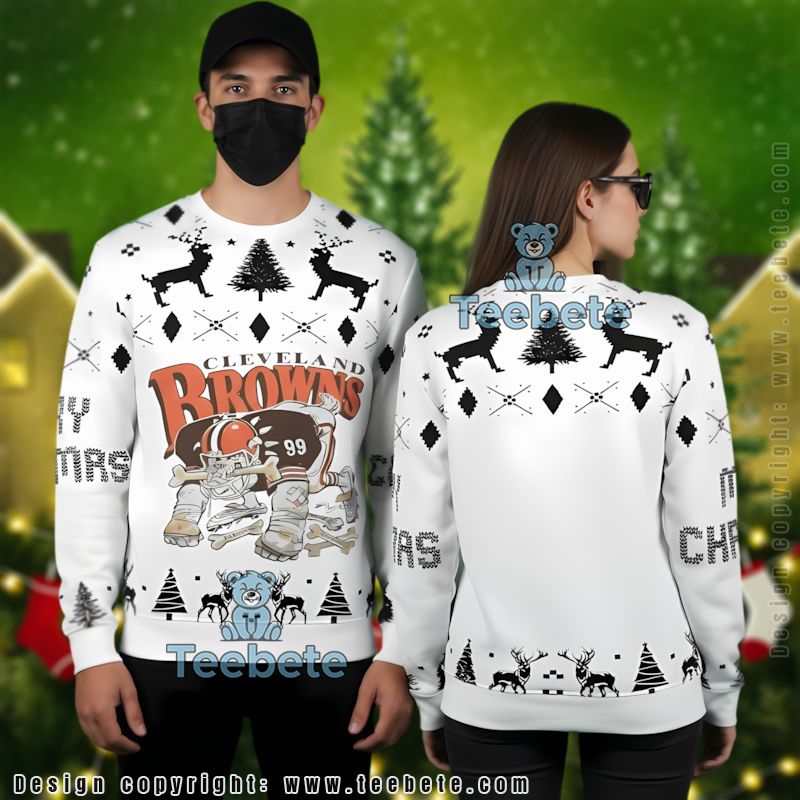 Cleveland Browns Ugly Christmas Sweater Crazy For Fans White