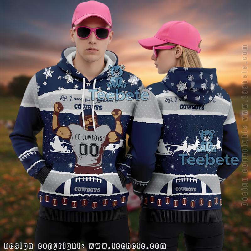 Dallas Cowboys All I Need For Christmas Is Cowboys Ugly 3D Hoodie