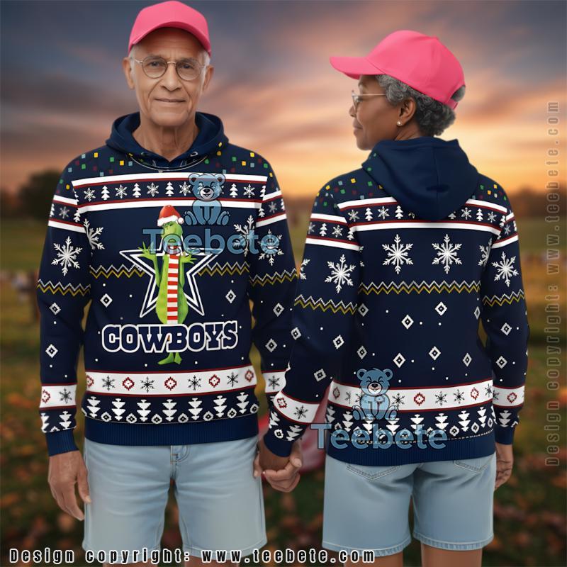 Dallas Cowboys Blue Grinch Pullover 3D Hoodie Football Fan