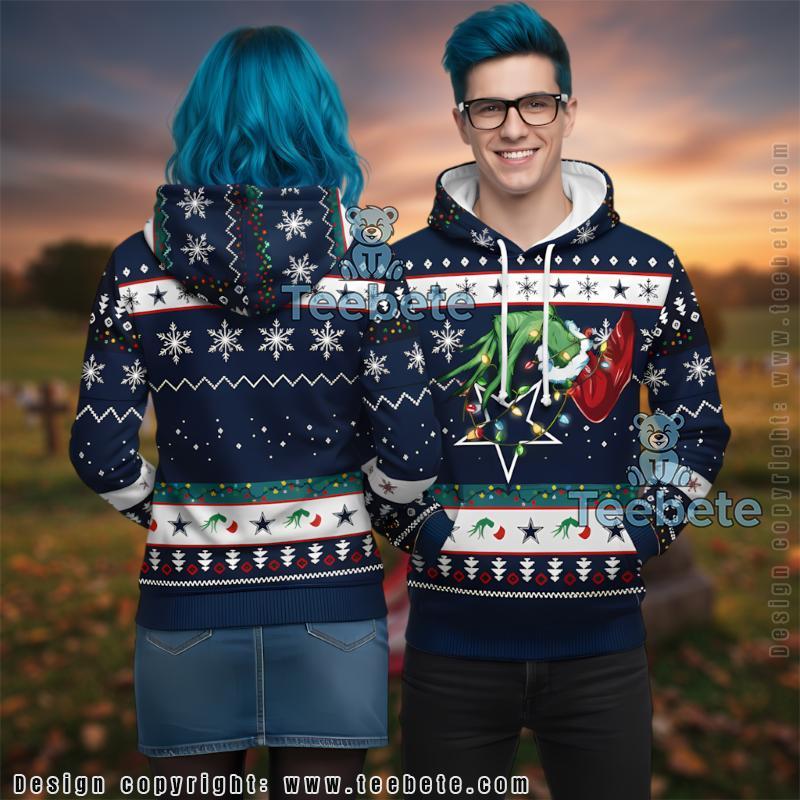 Dallas Cowboys Grinch Hand Stole Star Ugly Christmas 3D Hoodie