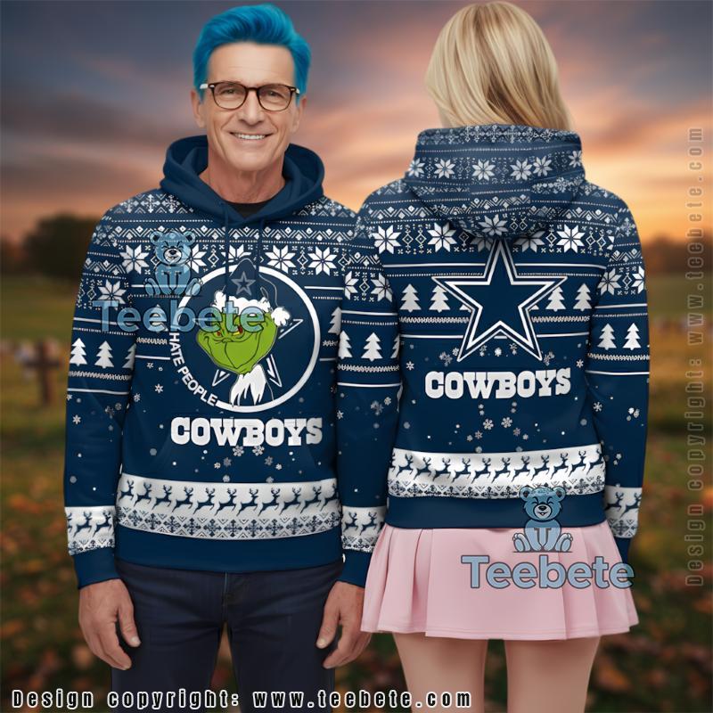 Dallas Cowboys Grinch I Hate People Ugly Christmas 3D Hoodie