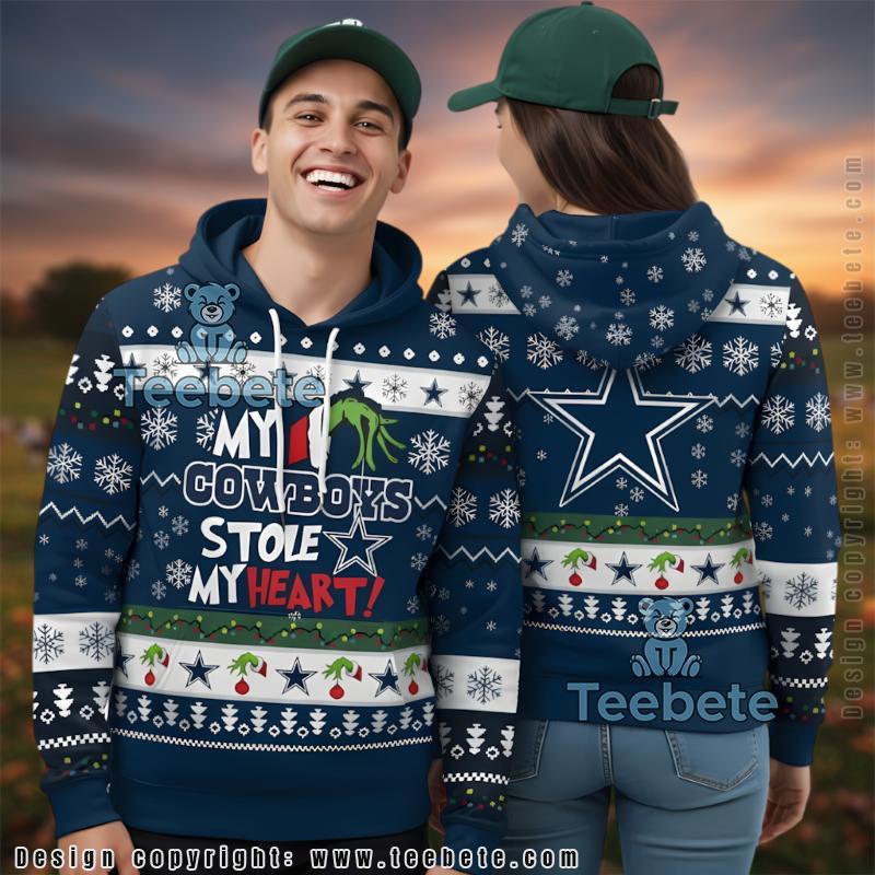 Dallas Cowboys Grinch Stole My Heart 3D Ugly Christmas Hoodie