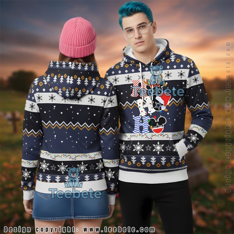 Dallas Cowboys Mickey Mouse 3D Ugly Christmas Hoodie Ho Ho Ho Holiday