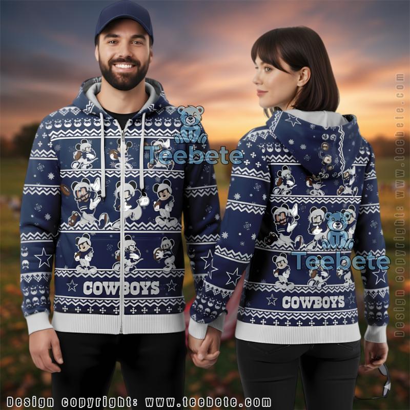 Dallas Cowboys Mickey Mouse Christmas 3D Ugly Hoodie