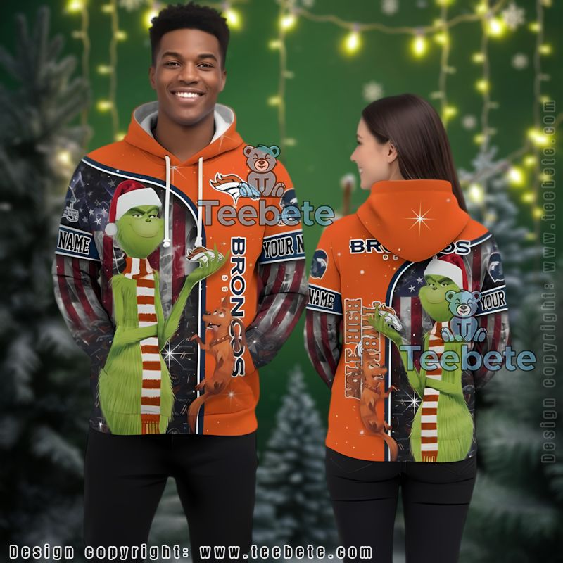 Denver Broncos The Grinch Personalized 3D Hoodie Kids