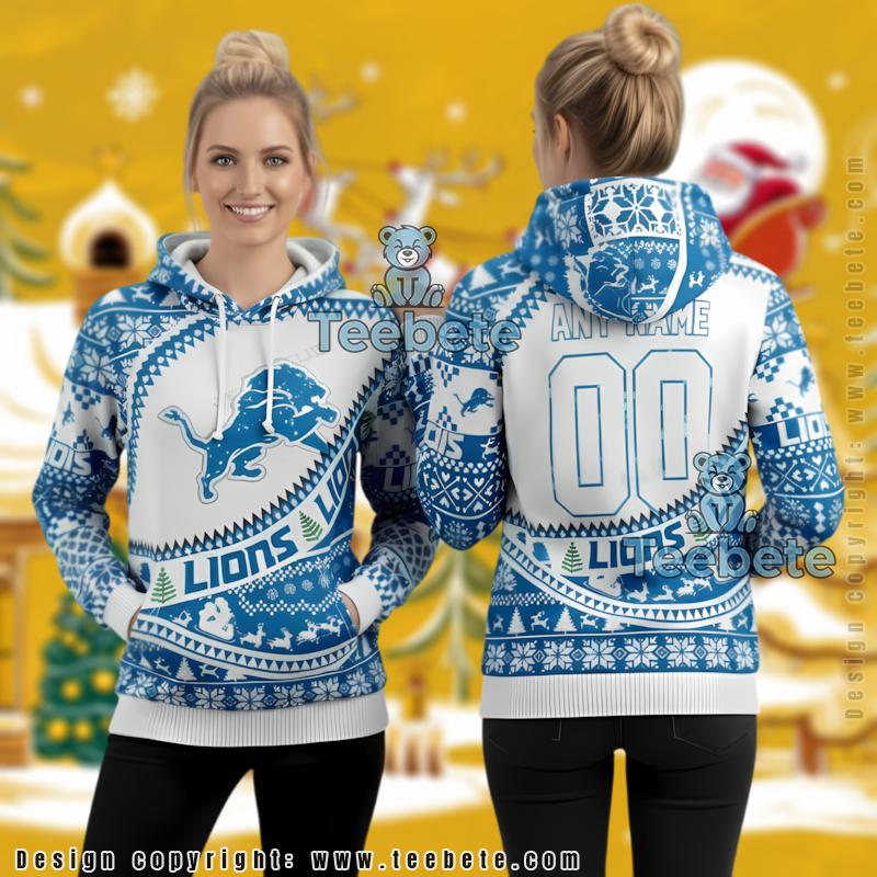 Detroit Lions Custom Ugly Christmas 3D Hoodie Gift For Fan