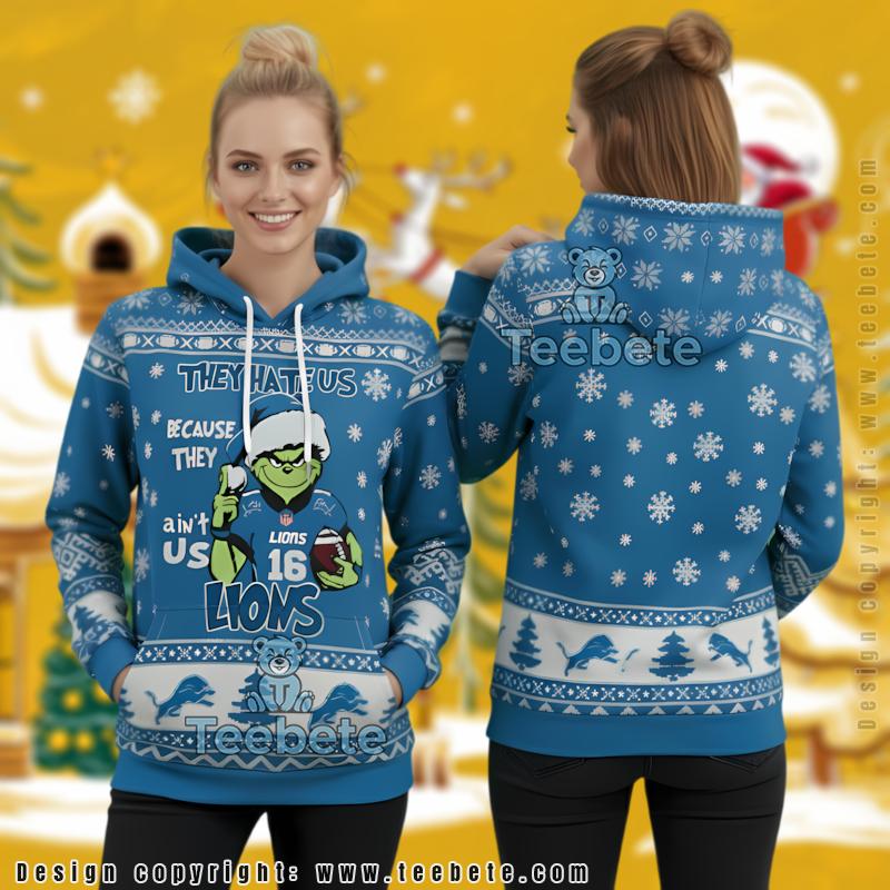 Detroit Lions Funny Grinch They Aint Us Ugly Christmas 3D Pullover