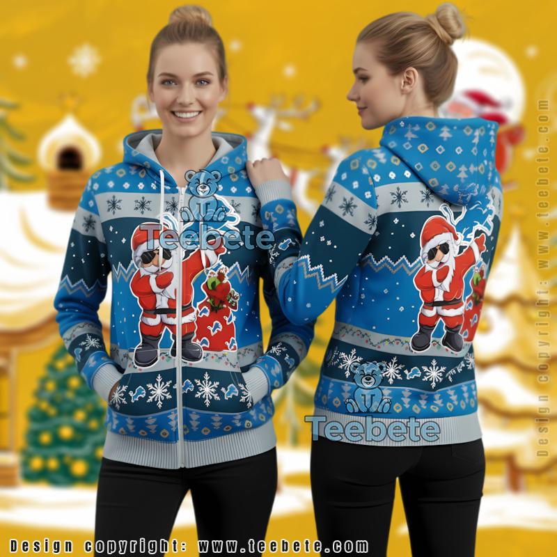 Detroit Lions Funny Santa Dance Ugly Christmas 3D Hoodie