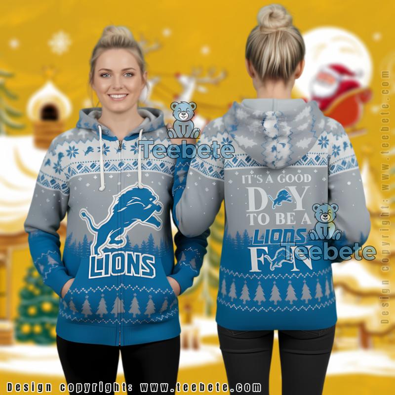 Detroit Lions Good Day Party Ugly Christmas 3D Hoodie