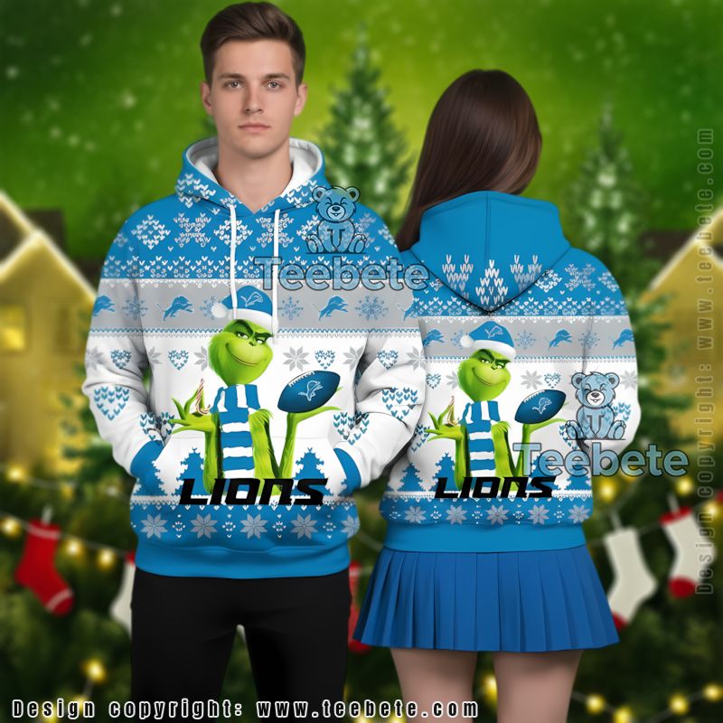 Detroit Lions Grinch 3D Hoodie Pullover For Fans