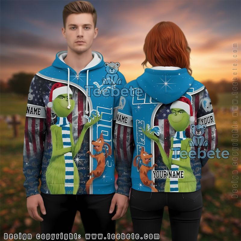 Detroit Lions The Grinch Personalized 3D Hoodie Pullover