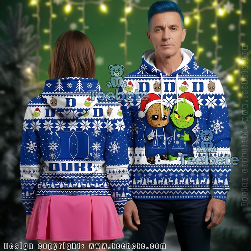 Duke Blue Devils Baby Groot The Grinch Ugly 3D Hoodie Girls