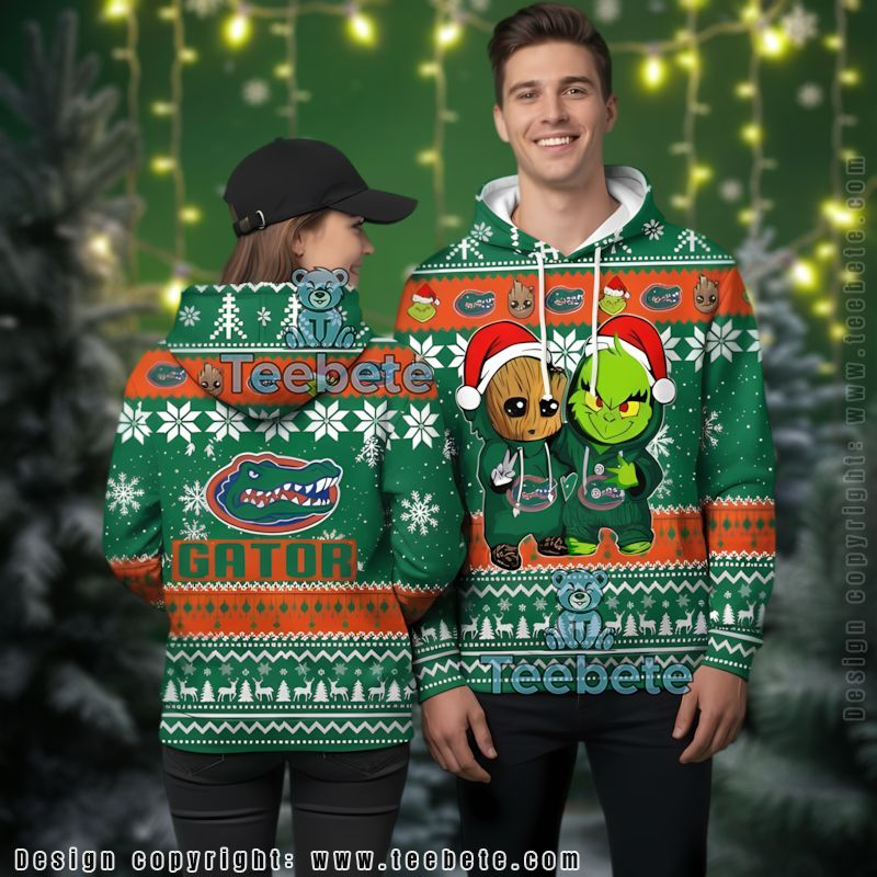 Florida Gators Baby Groot The Grinch Ugly 3D Hoodie Mens