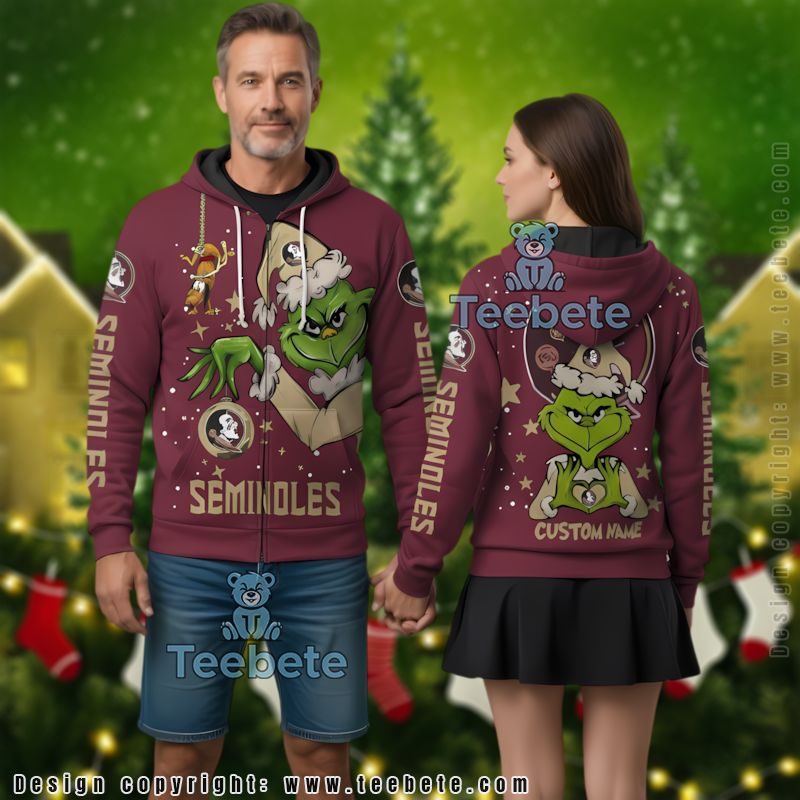 Florida State Seminoles The Grinch Christmas Personalized 3D Hoodie Printed