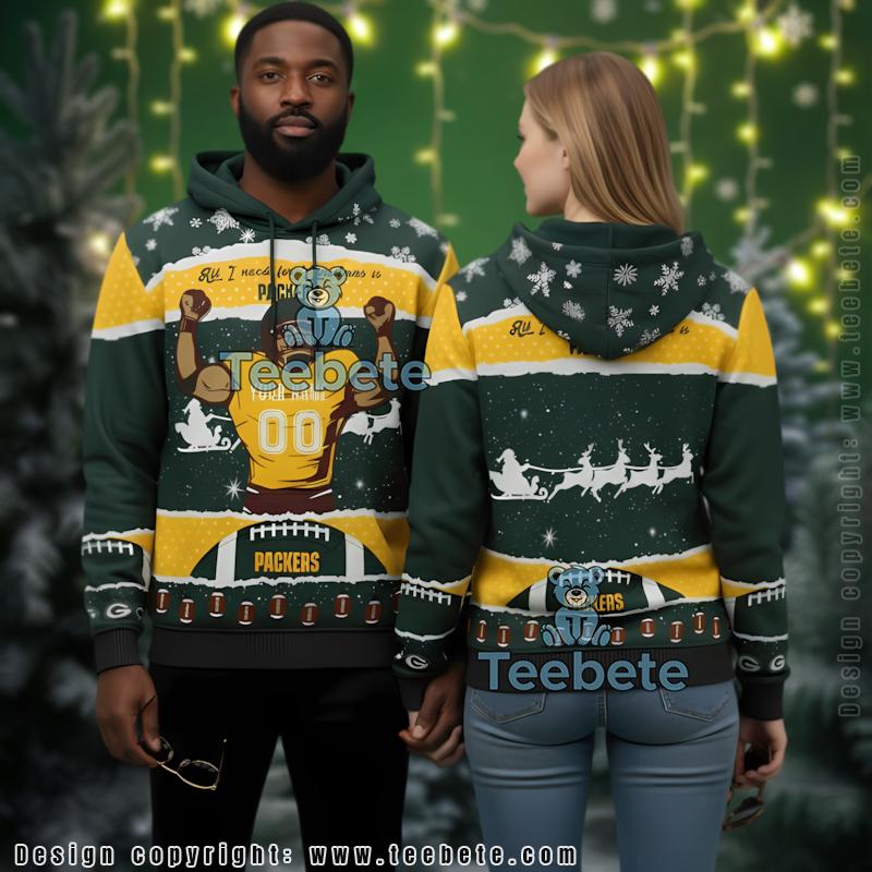 Green Bay Packers All I Need Is Christmas Team 3D Ugly Hoodie