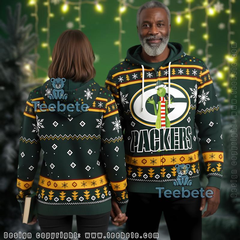 Green Bay Packers Cartoon Grinch 3D Ugly Christmas Hoodie