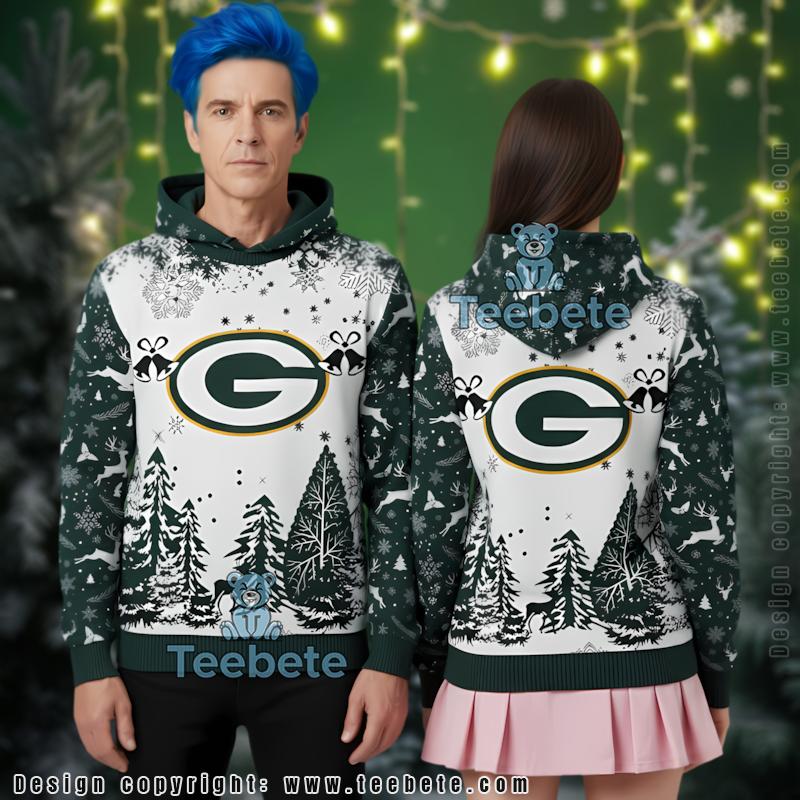 Green Bay Packers Christmas Snow Forest Ugly 3D Hoodie