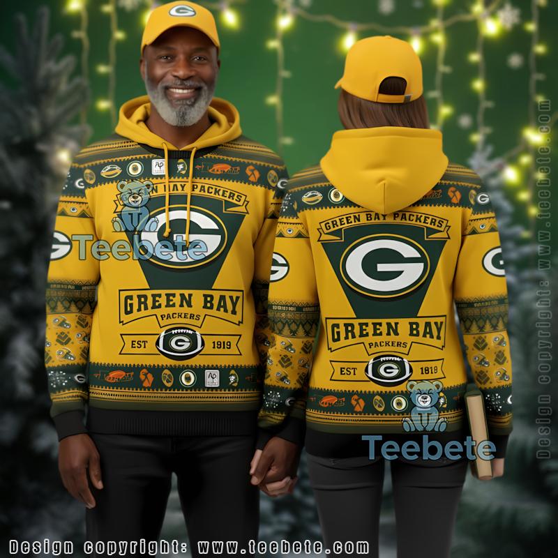 Green Bay Packers Est 1919 Ugly Christmas 3D Print Hoodie