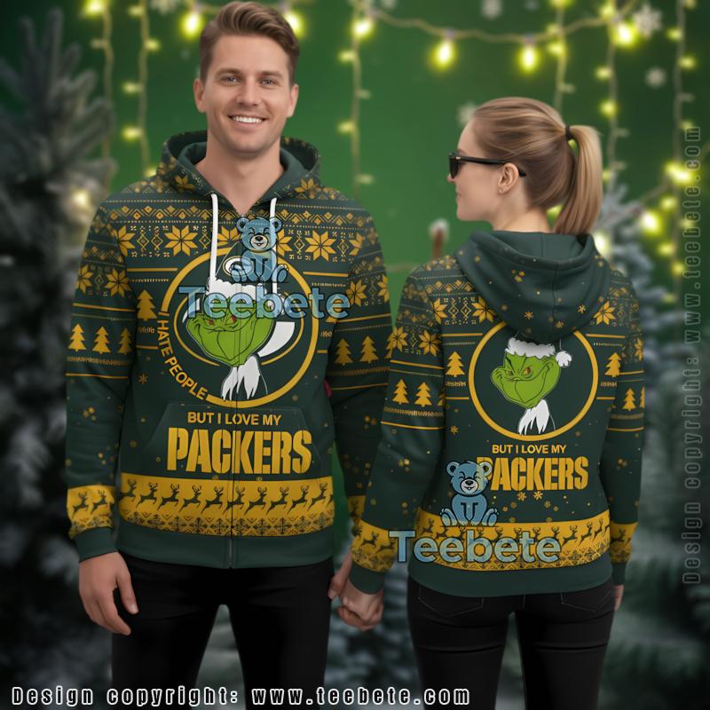 Green Bay Packers Grinch I Love My Packers Ugly Christmas 3D Hoodie