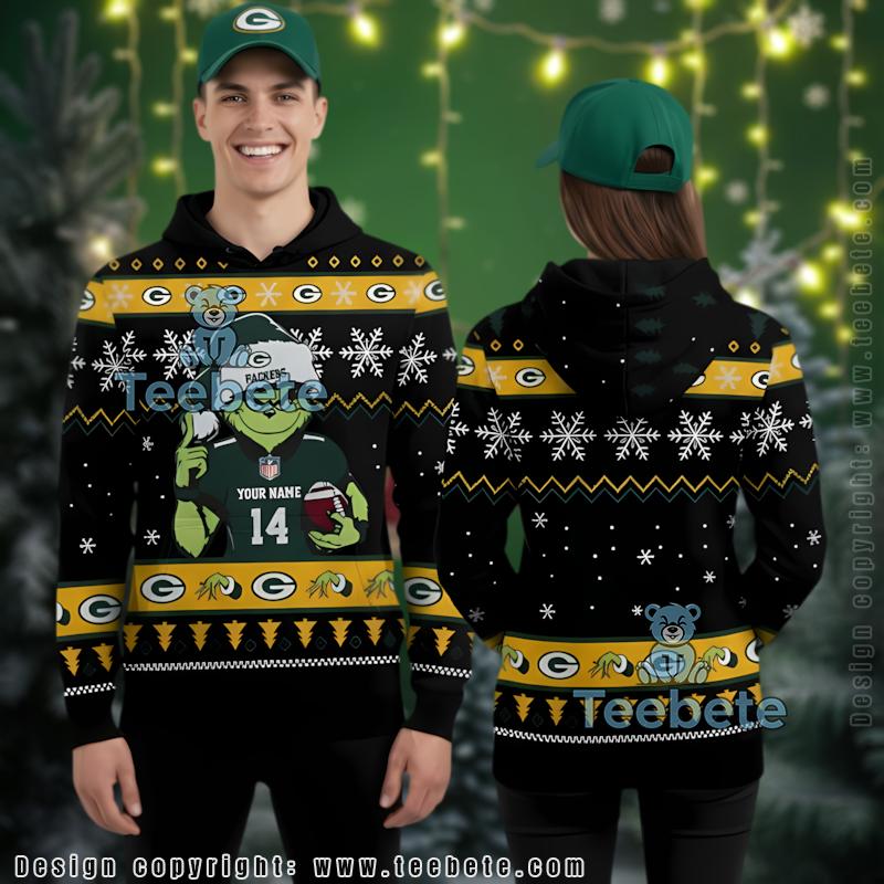 Green Bay Packers Personalized Grinch Ugly Christmas 3D Hoodie
