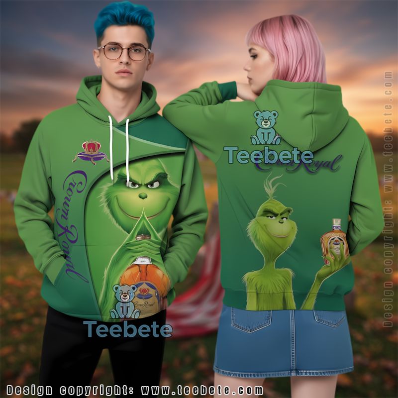 Grinch Crown Royal Xmas 3D Hoodie Dad Mom