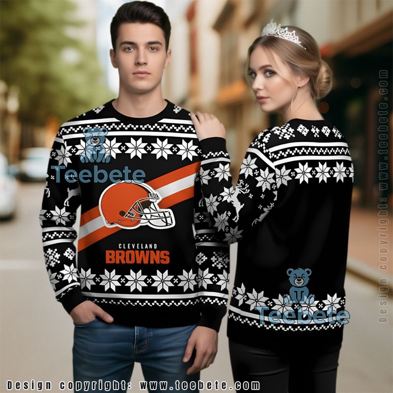 Helmet Cleveland Browns Ugly Christmas Sweater Crazy Black
