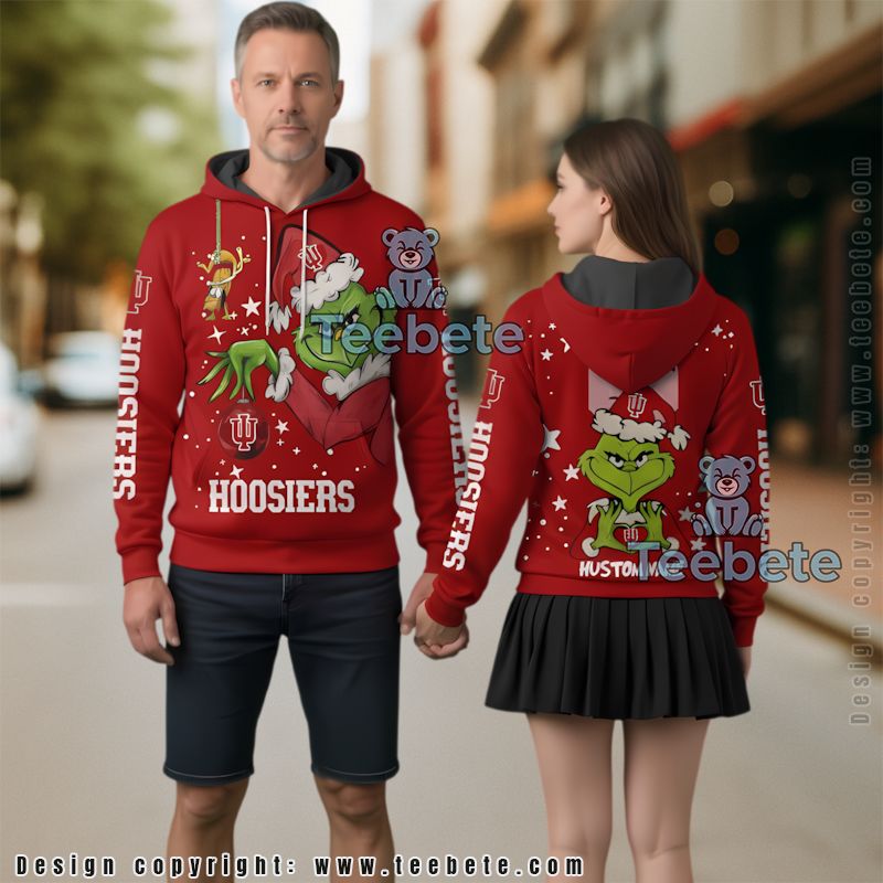 Indiana Hoosiers The Grinch Christmas Personalized 3D Hoodie Mens