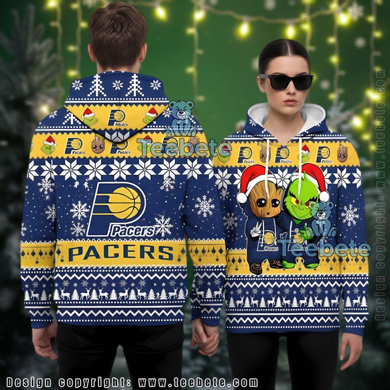 Indiana Pacers Baby Groot The Grinch Ugly 3D Hoodie Unisex