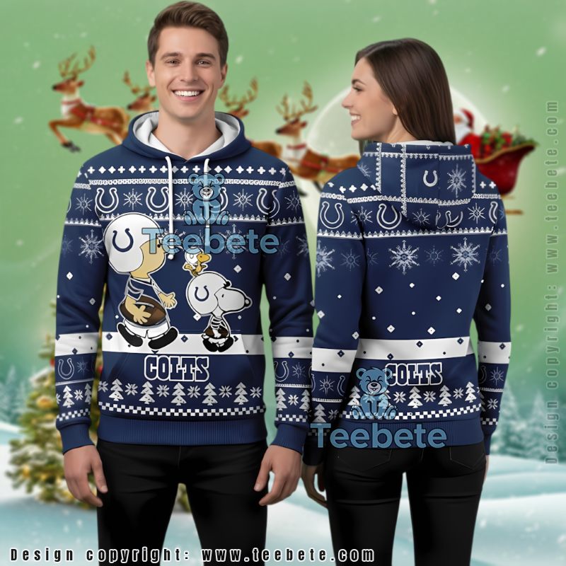 Indianapolis Colts Christmas Tree Pattern Snoopy Ugly Christmas 3D Hoodie