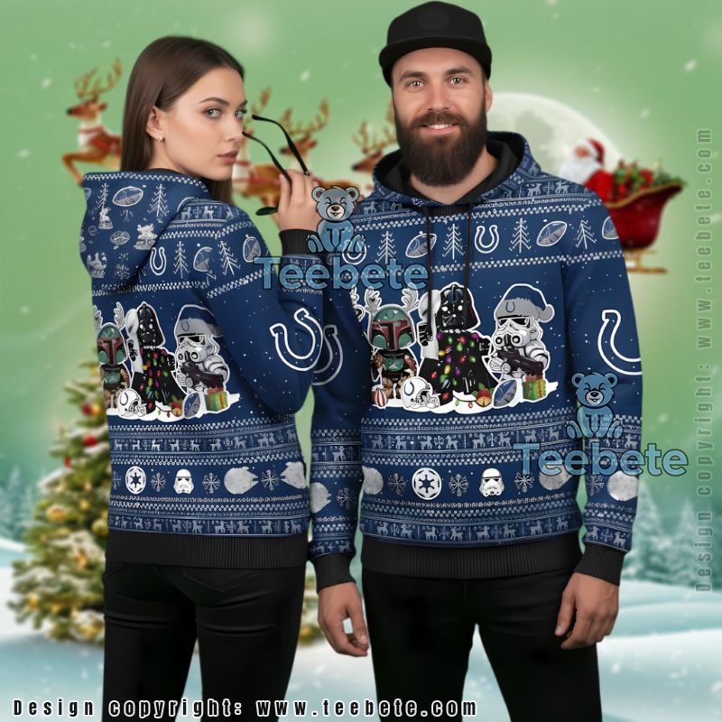 Indianapolis Colts Christmas Tree Pattern Snoopy Ugly Christmas 3D Hoodie