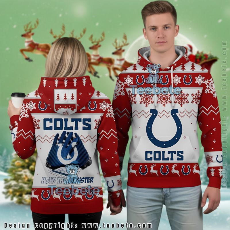 Indianapolis Colts Horseshoe Logo Christmas Deer Ugly 3D Hoodie