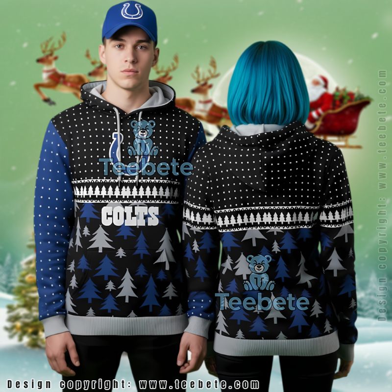 Indianapolis Colts Horseshoe Logo Christmas Tree Ugly 3D Hoodie
