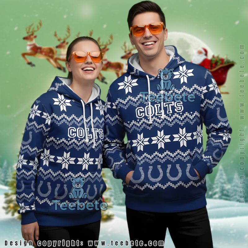 Indianapolis Colts Horseshoe Logo Ugly Christmas 3D Hoodie Fan Gift