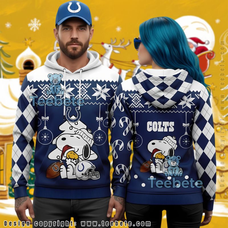 Indianapolis Colts Peanuts Snoopy Christmas Tree Ugly 3D Hoodie