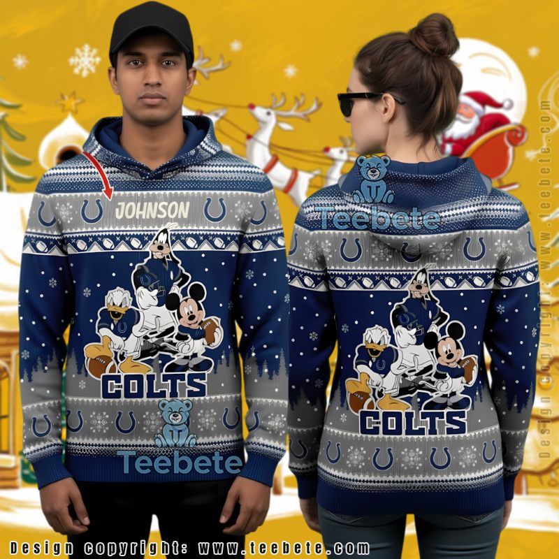 Indianapolis Colts Personalized Mickey Mouse Donald Duck Goofy Ugly 3D Hoodie