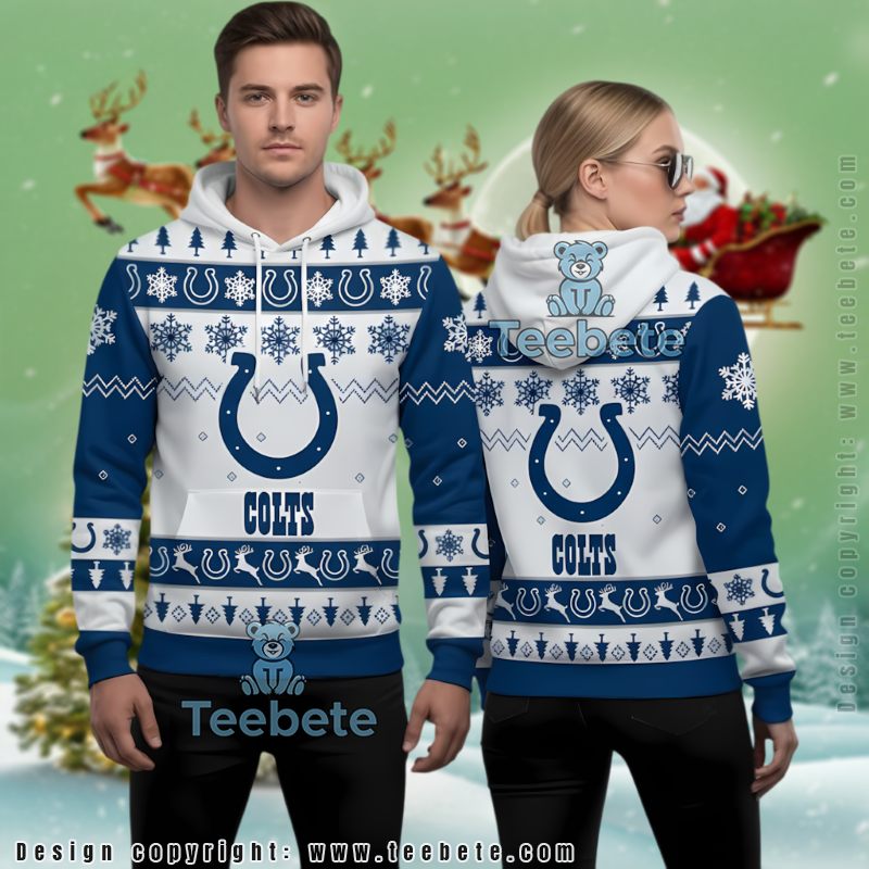 Indianapolis Colts Reindeer Snowflake Ugly Christmas 3D Hoodie