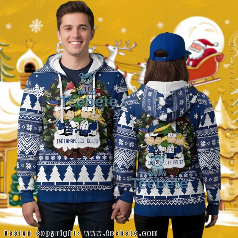 Indianapolis Colts Snoopy And Friends Ugly Christmas 3D Hoodie