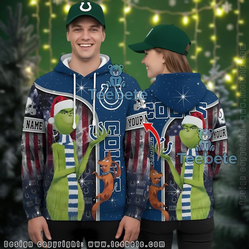Indianapolis Colts The Grinch Personalized 3D Hoodie Mens