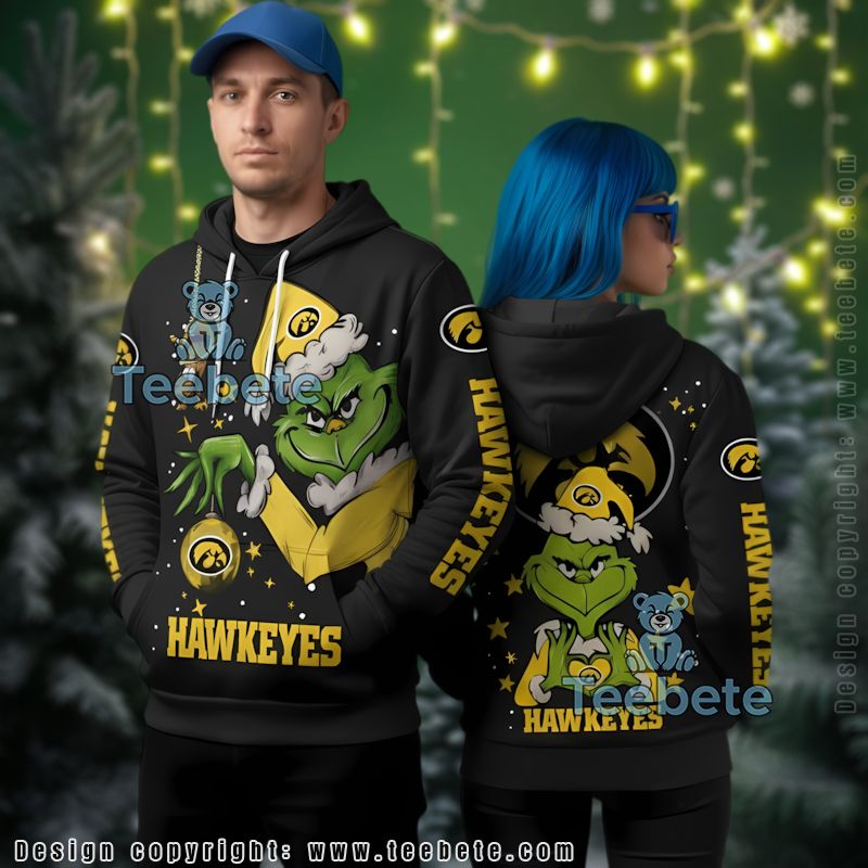 Iowa Hawkeyes The Grinch Christmas Personalized 3D Hoodie Zipper