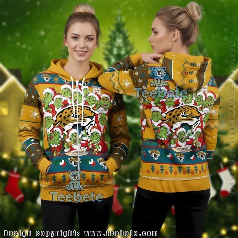 Jacksonville Jaguars Christmas Grinch Holiday Ugly 3D Zip Up Hoodie