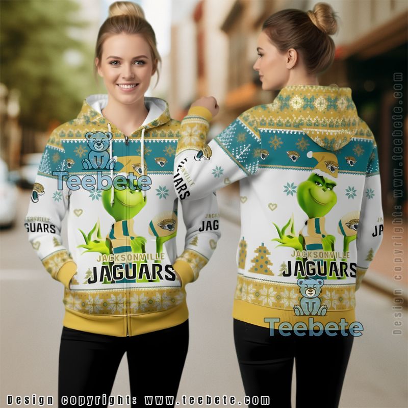 Jacksonville Jaguars Funny Grinch Christmas Pullover 3D Hoodie
