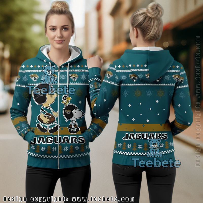 Jacksonville Jaguars Funny Snoopy Woodstock Christmas 3D Hoodie