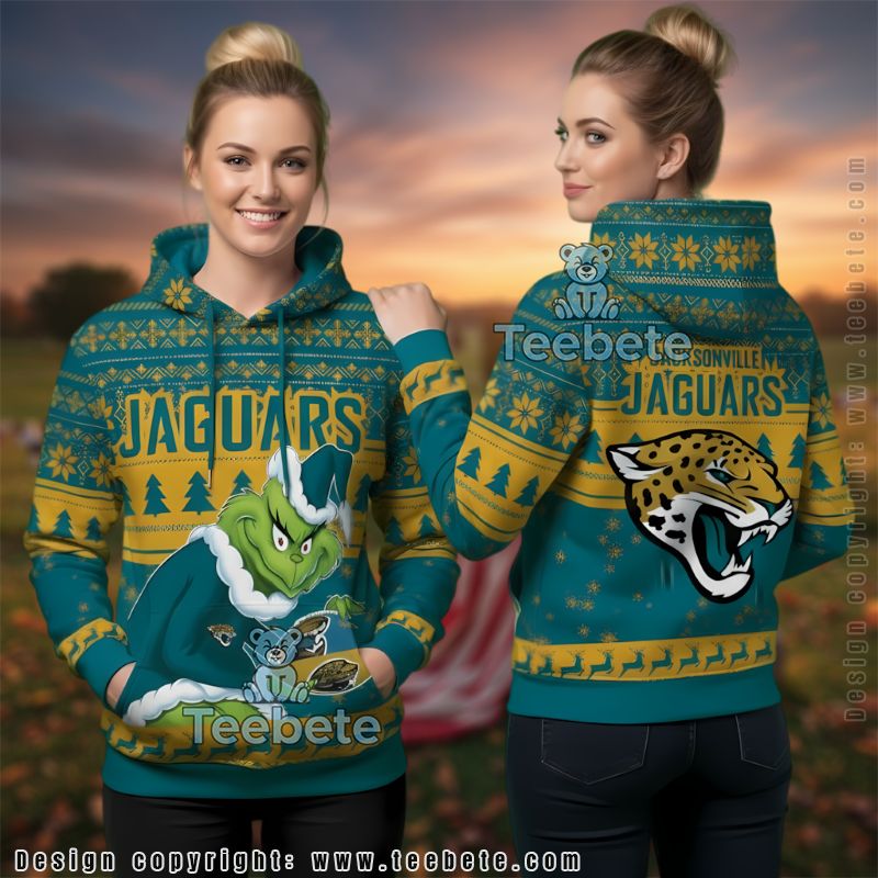 Jacksonville Jaguars Grinch Stole Ball Ugly Christmas 3D Hoodie