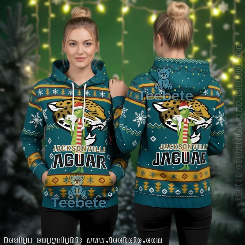 Jacksonville Jaguars Grinch Winter Pattern Ugly 3D Hoodie