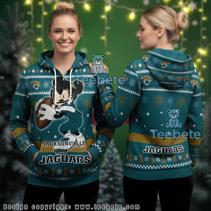 Jacksonville Jaguars Mickey Football Ugly Christmas 3D Hoodie