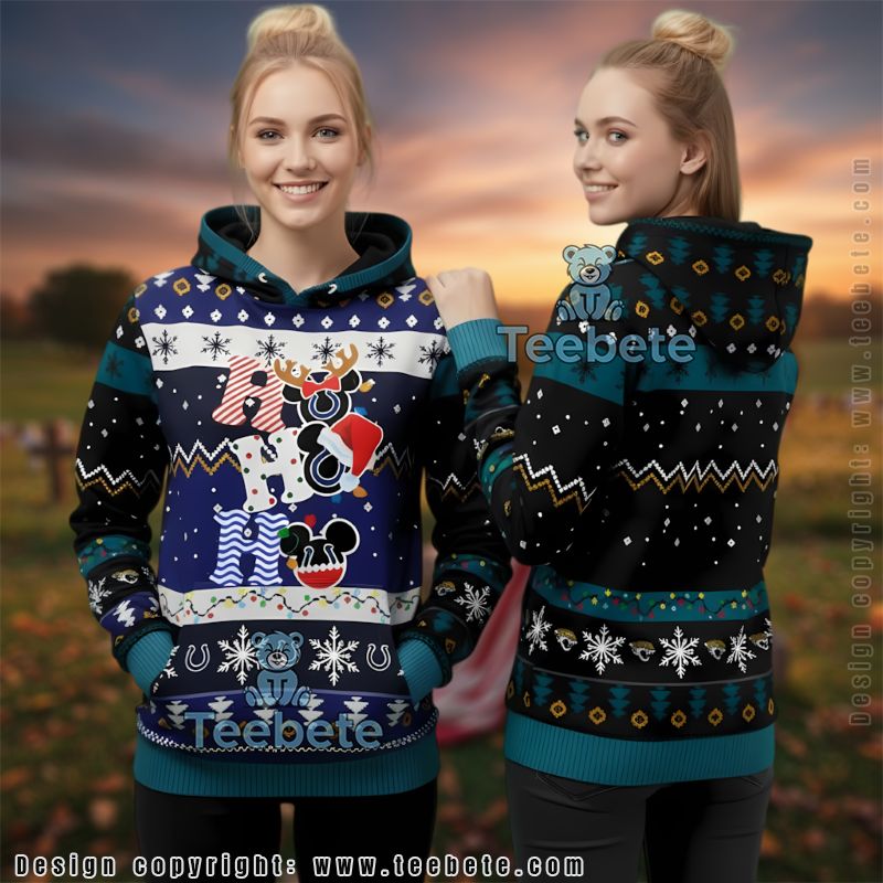 Jacksonville Jaguars Mickey Mouse Reindeer Ugly Christmas 3D Hoodie
